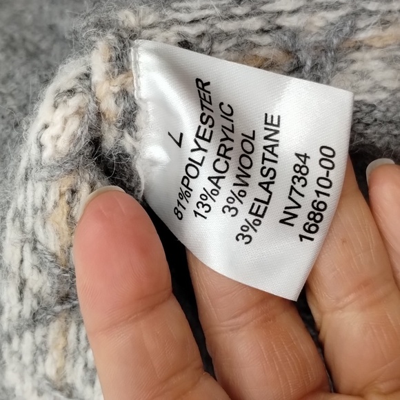 Cupcake Clothing Ltd sweater large riddari pattern gray ivory pink mock collar - Picture 6 of 9